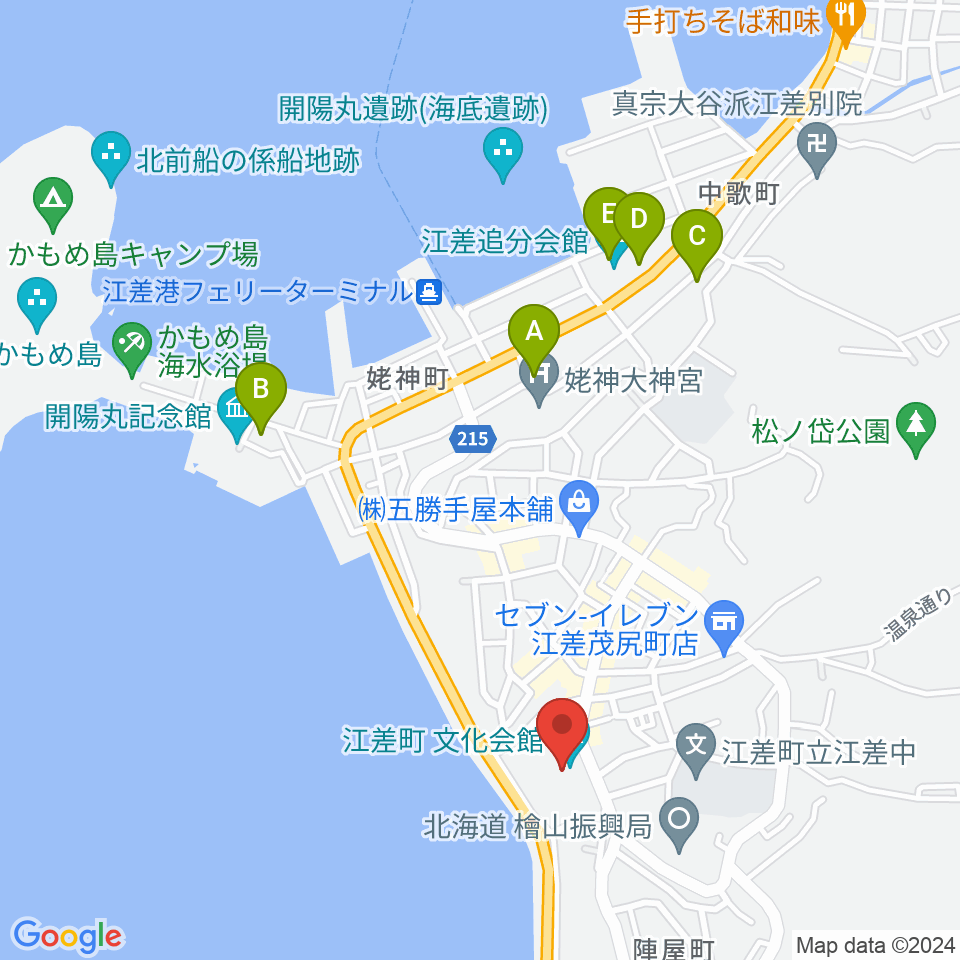 江差町文化会館周辺の駐車場・コインパーキング一覧地図