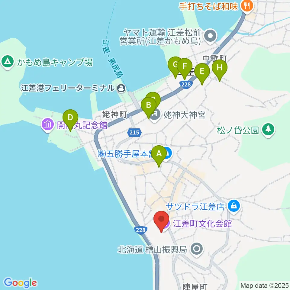 江差町文化会館周辺の駐車場・コインパーキング一覧地図