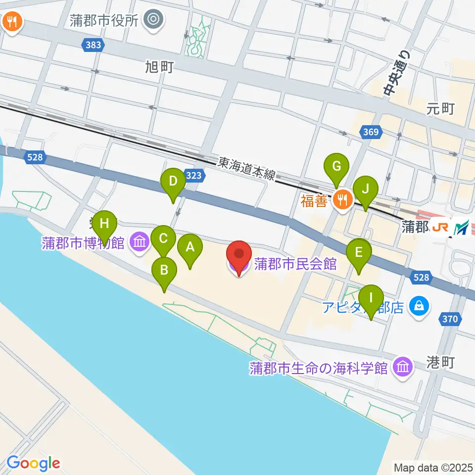 蒲郡市民会館周辺の駐車場・コインパーキング一覧地図