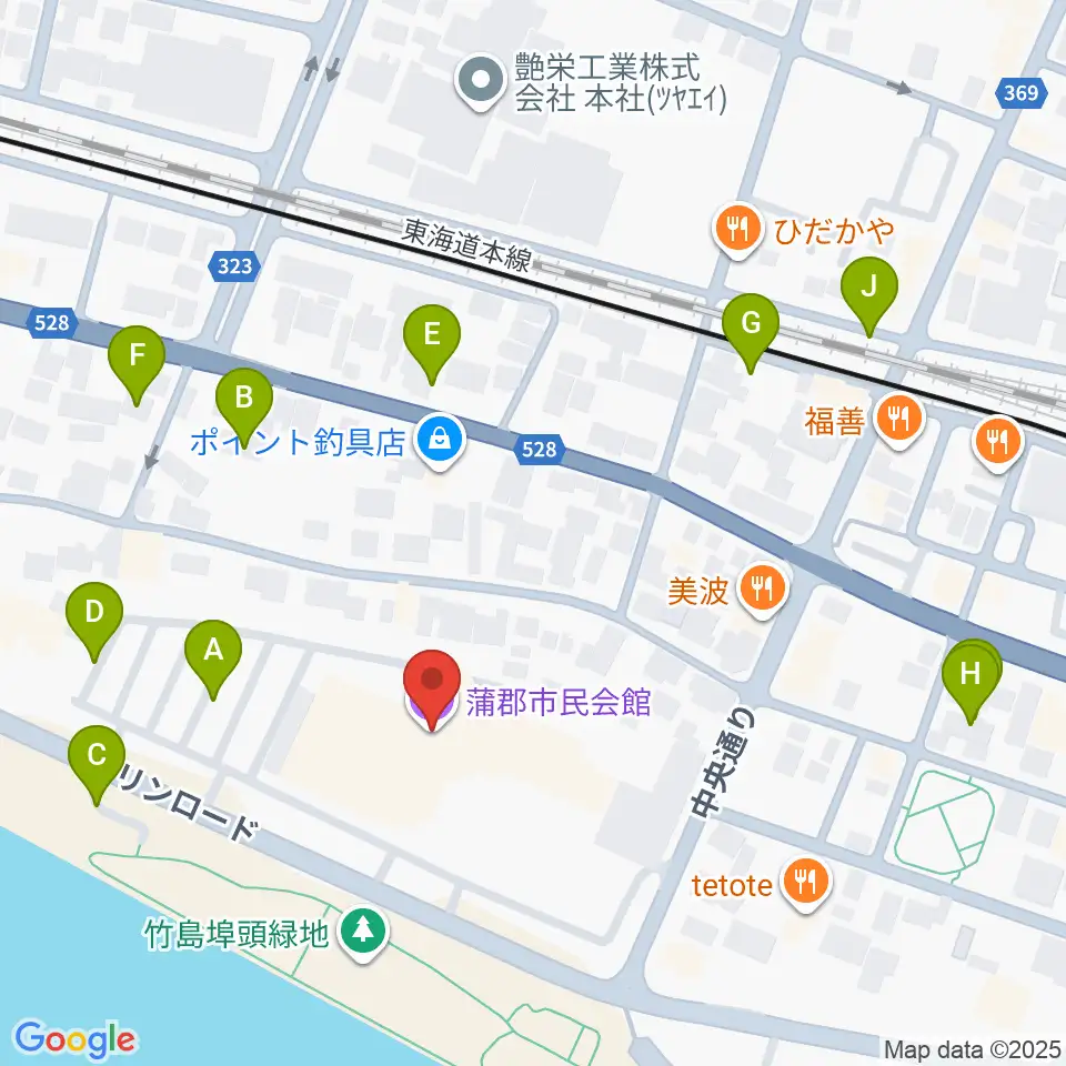 蒲郡市民会館周辺の駐車場・コインパーキング一覧地図