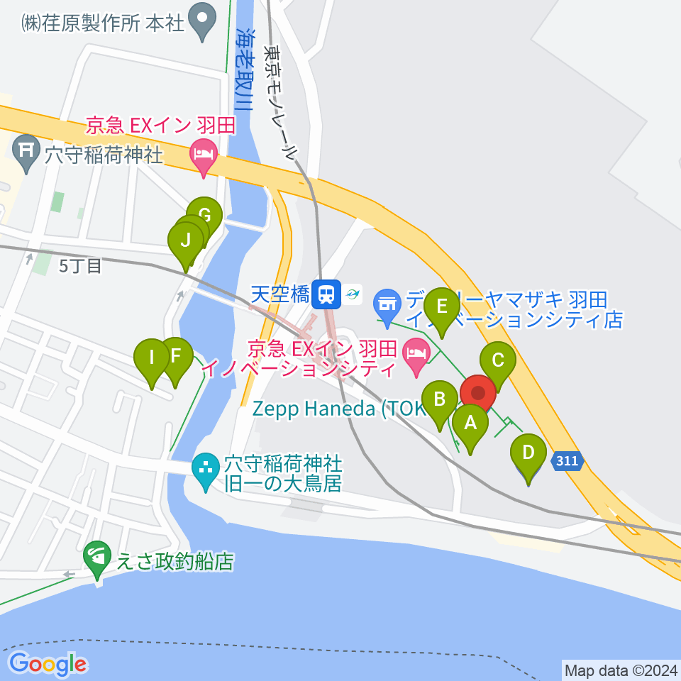 Zepp羽田周辺の駐車場・コインパーキング一覧地図
