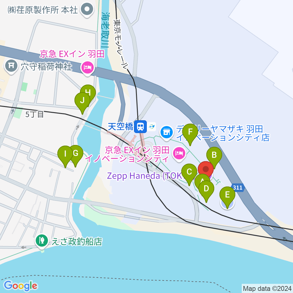 Zepp羽田周辺の駐車場・コインパーキング一覧地図