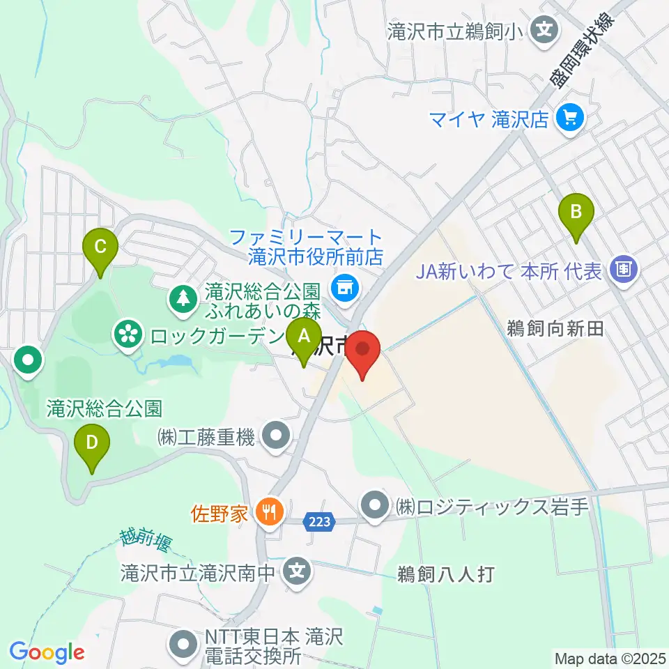 ビッグルーフ滝沢周辺の駐車場・コインパーキング一覧地図
