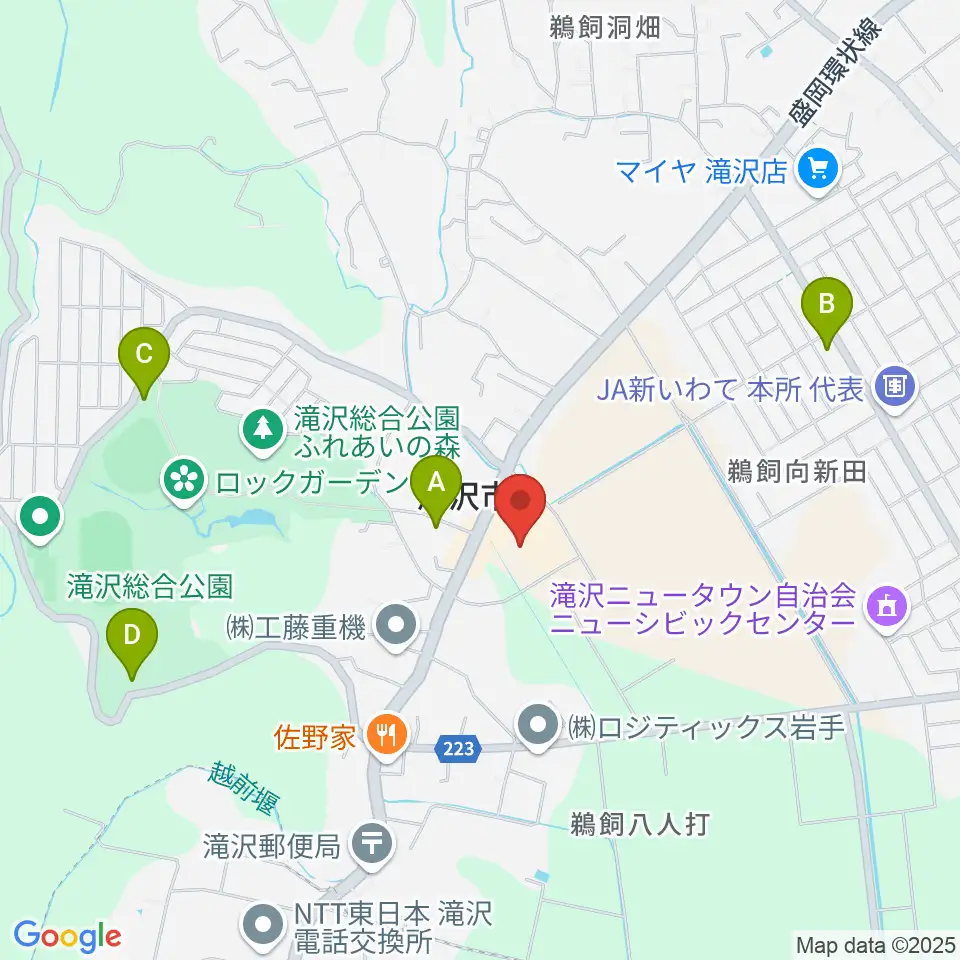 ビッグルーフ滝沢周辺の駐車場・コインパーキング一覧地図