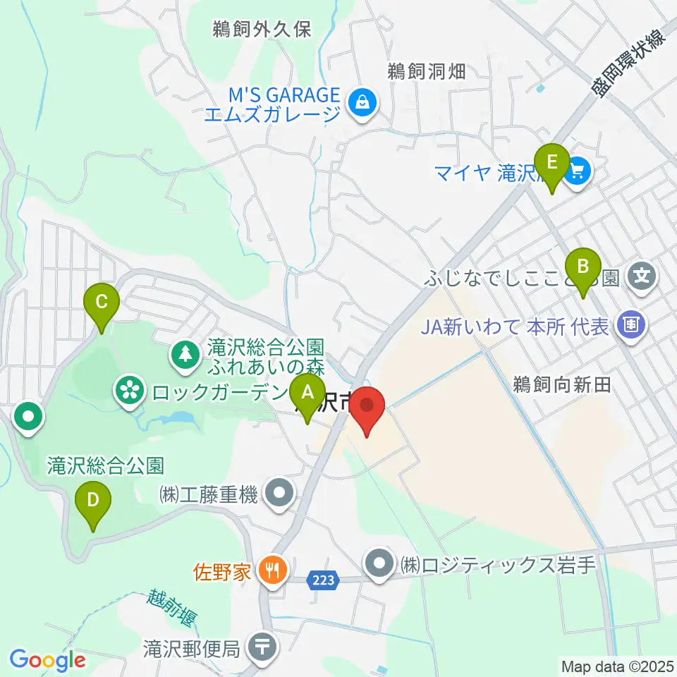 ビッグルーフ滝沢周辺の駐車場・コインパーキング一覧地図