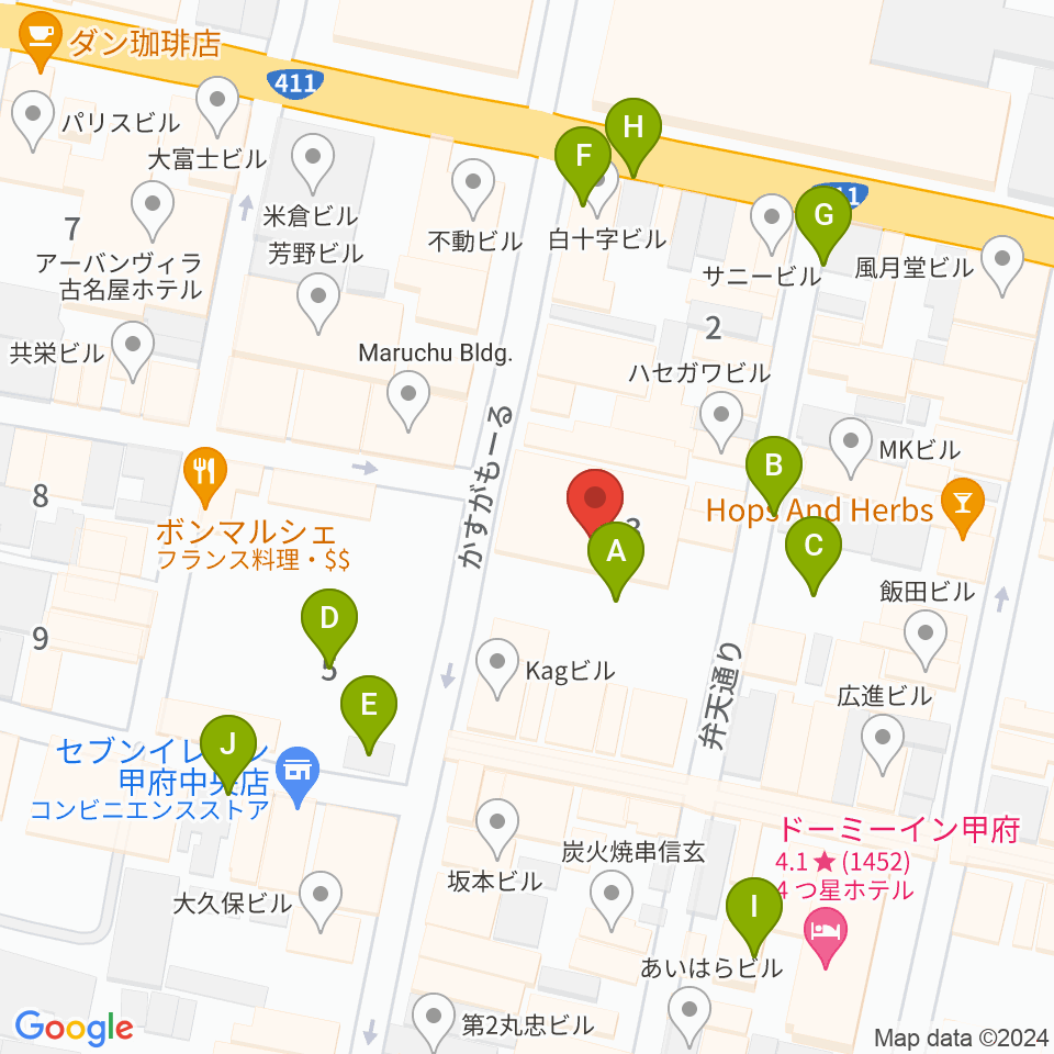 甲府SPACE101周辺の駐車場・コインパーキング一覧地図