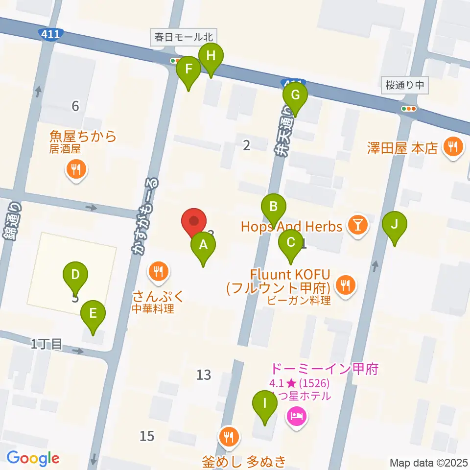 甲府SPACE101周辺の駐車場・コインパーキング一覧地図