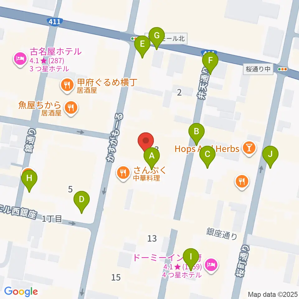 甲府SPACE101周辺の駐車場・コインパーキング一覧地図