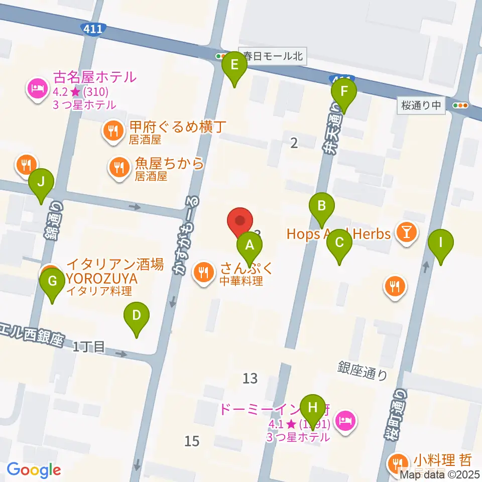 甲府SPACE101周辺の駐車場・コインパーキング一覧地図