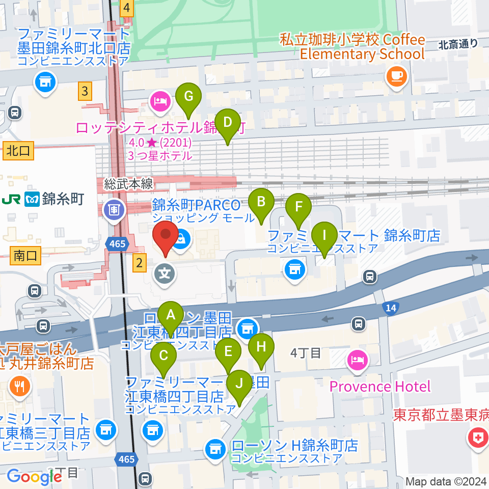 TOHOシネマズ錦糸町楽天地周辺の駐車場・コインパーキング一覧地図