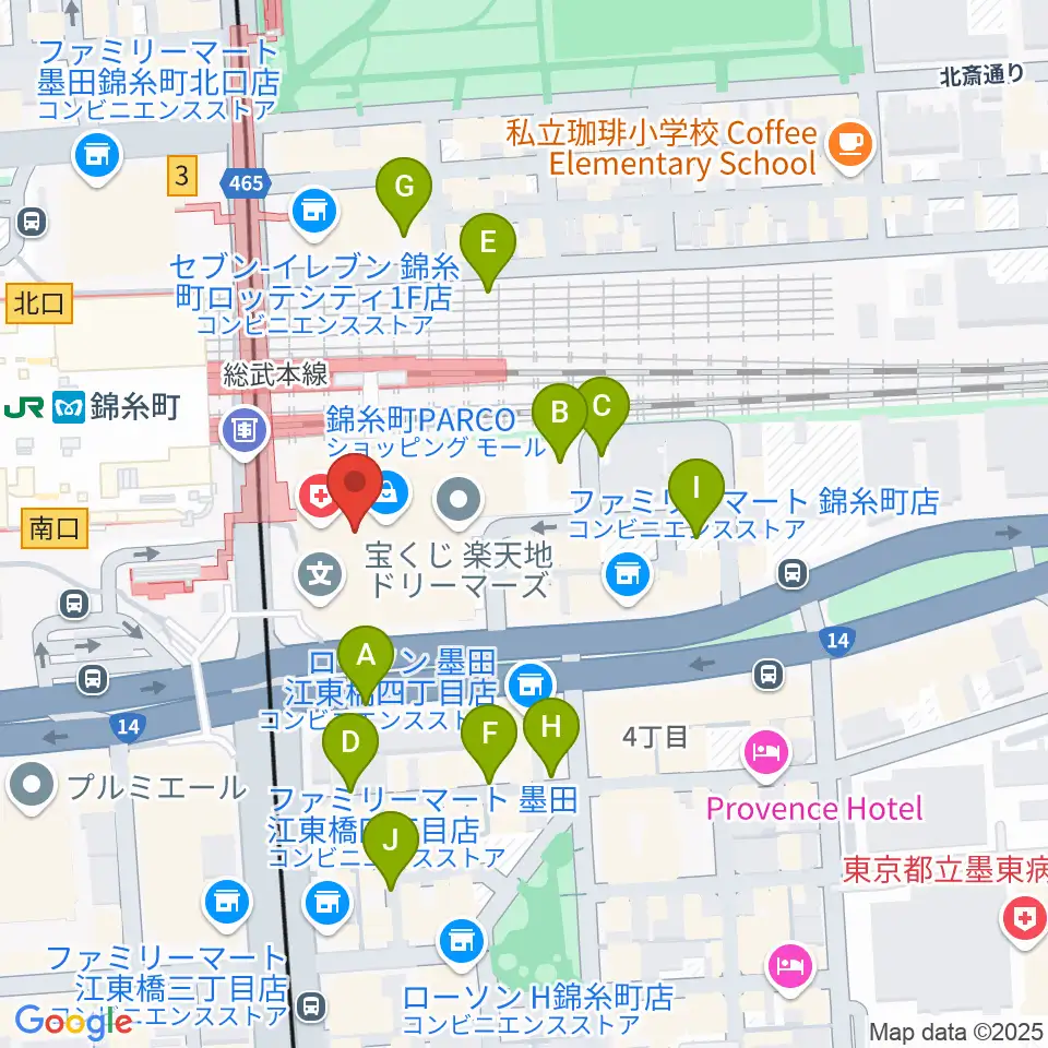 TOHOシネマズ錦糸町楽天地周辺の駐車場・コインパーキング一覧地図