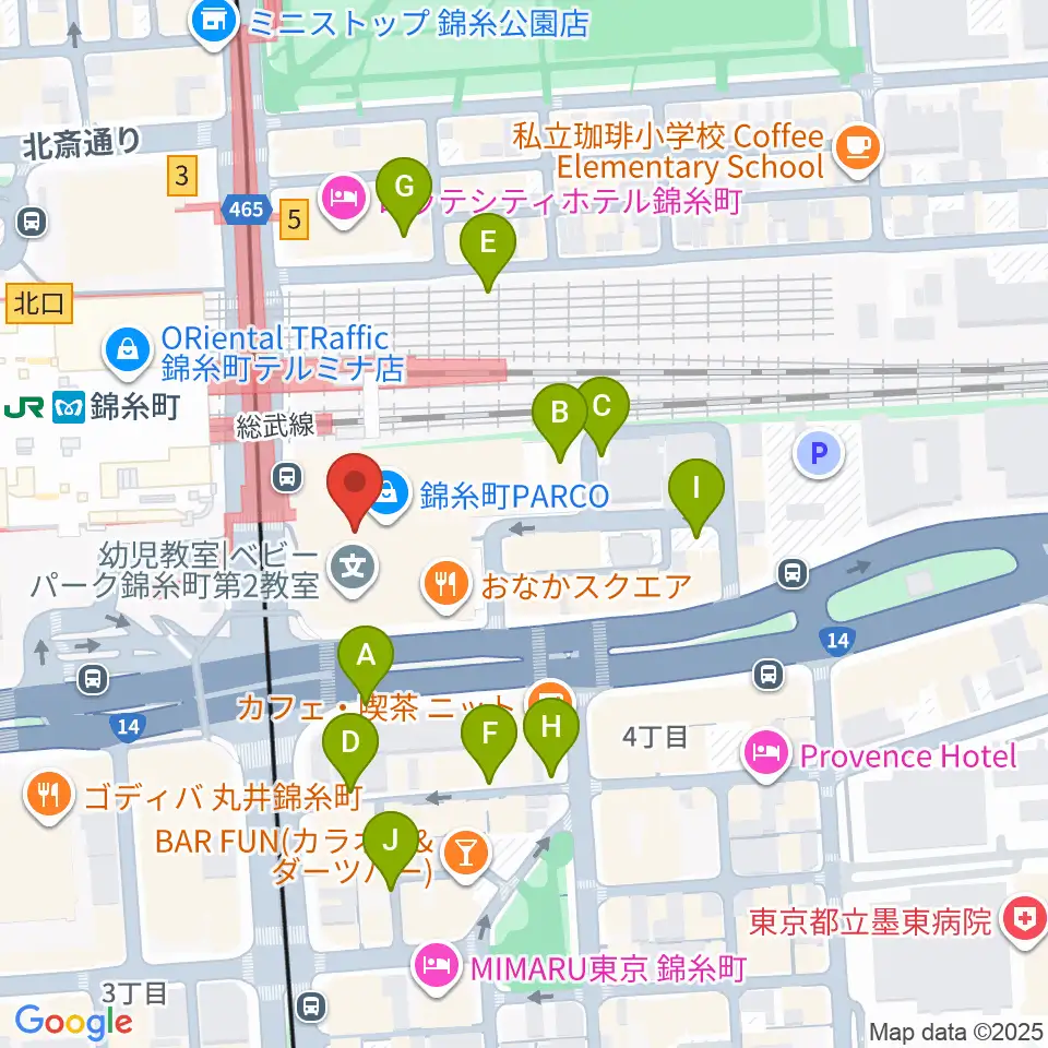 TOHOシネマズ錦糸町楽天地周辺の駐車場・コインパーキング一覧地図