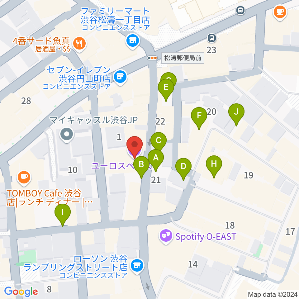 渋谷ユーロスペース周辺の駐車場・コインパーキング一覧地図