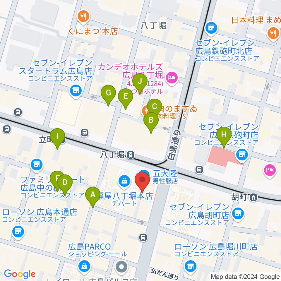 八丁座周辺の駐車場・コインパーキング一覧地図