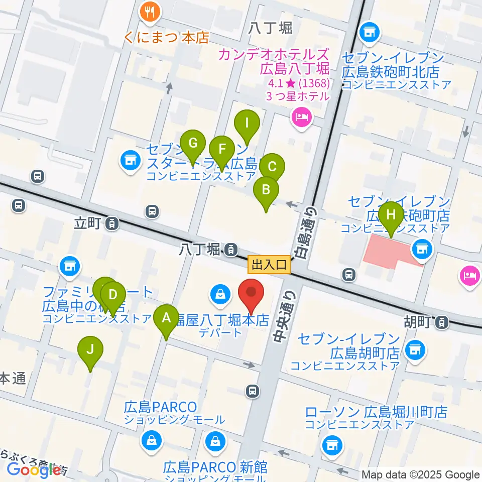 八丁座周辺の駐車場・コインパーキング一覧地図