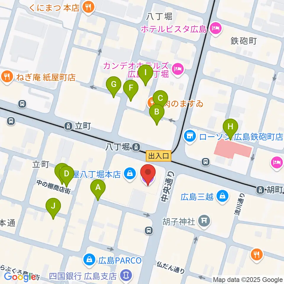 八丁座周辺の駐車場・コインパーキング一覧地図