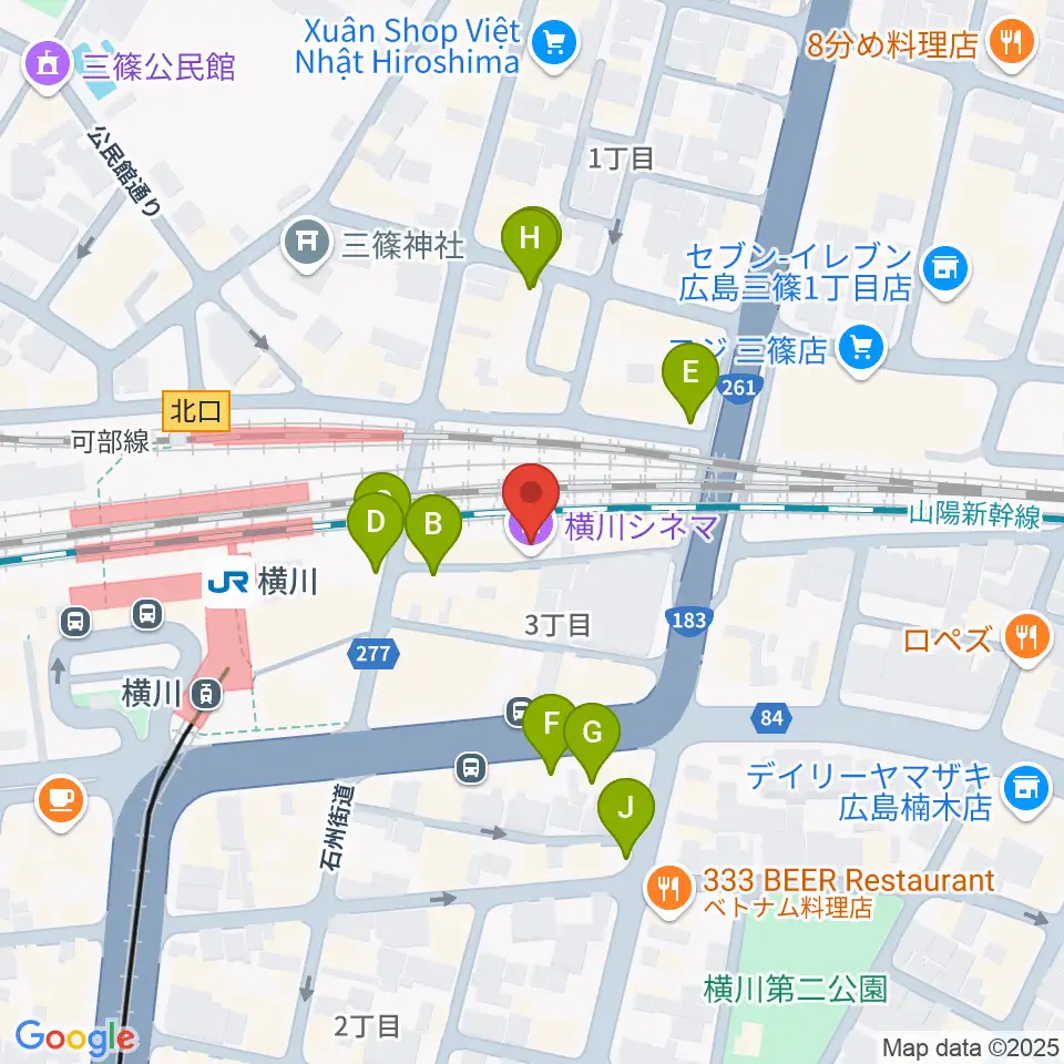 横川シネマ周辺の駐車場・コインパーキング一覧地図