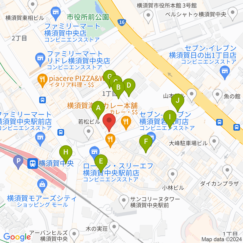 よこすかピアノスタジオ周辺の駐車場・コインパーキング一覧地図