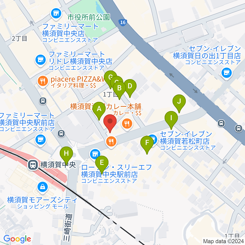 よこすかピアノスタジオ周辺の駐車場・コインパーキング一覧地図