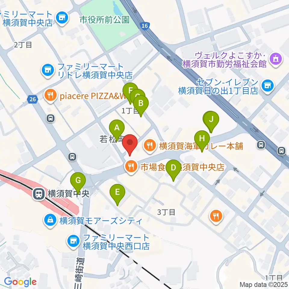 よこすかピアノスタジオ周辺の駐車場・コインパーキング一覧地図