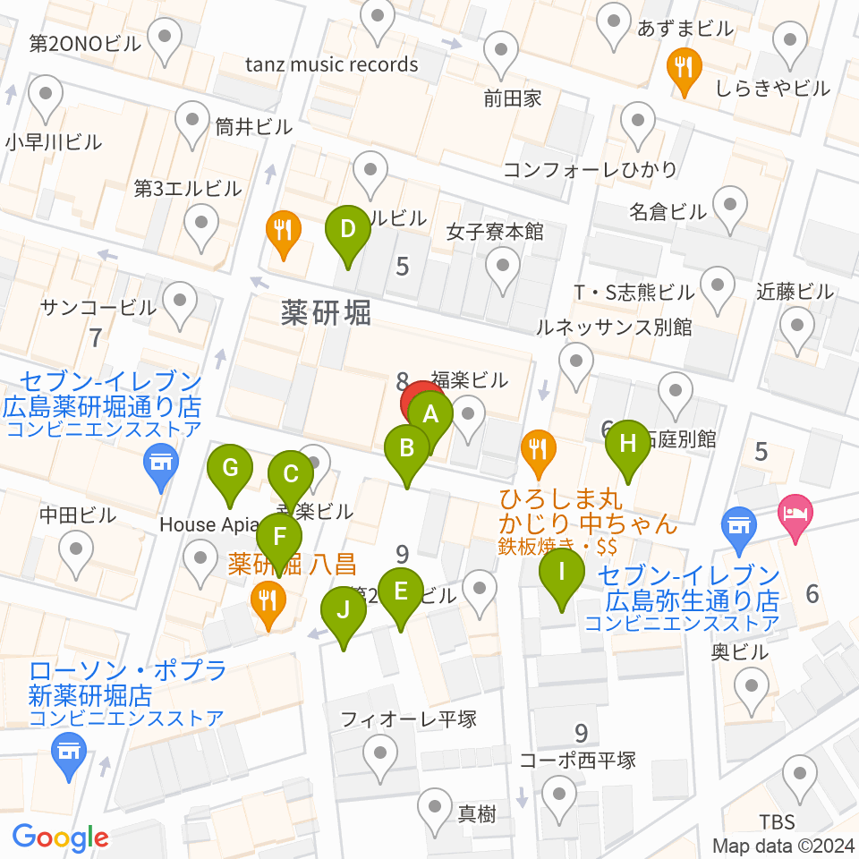 広島LIVE VANQUISH周辺の駐車場・コインパーキング一覧地図