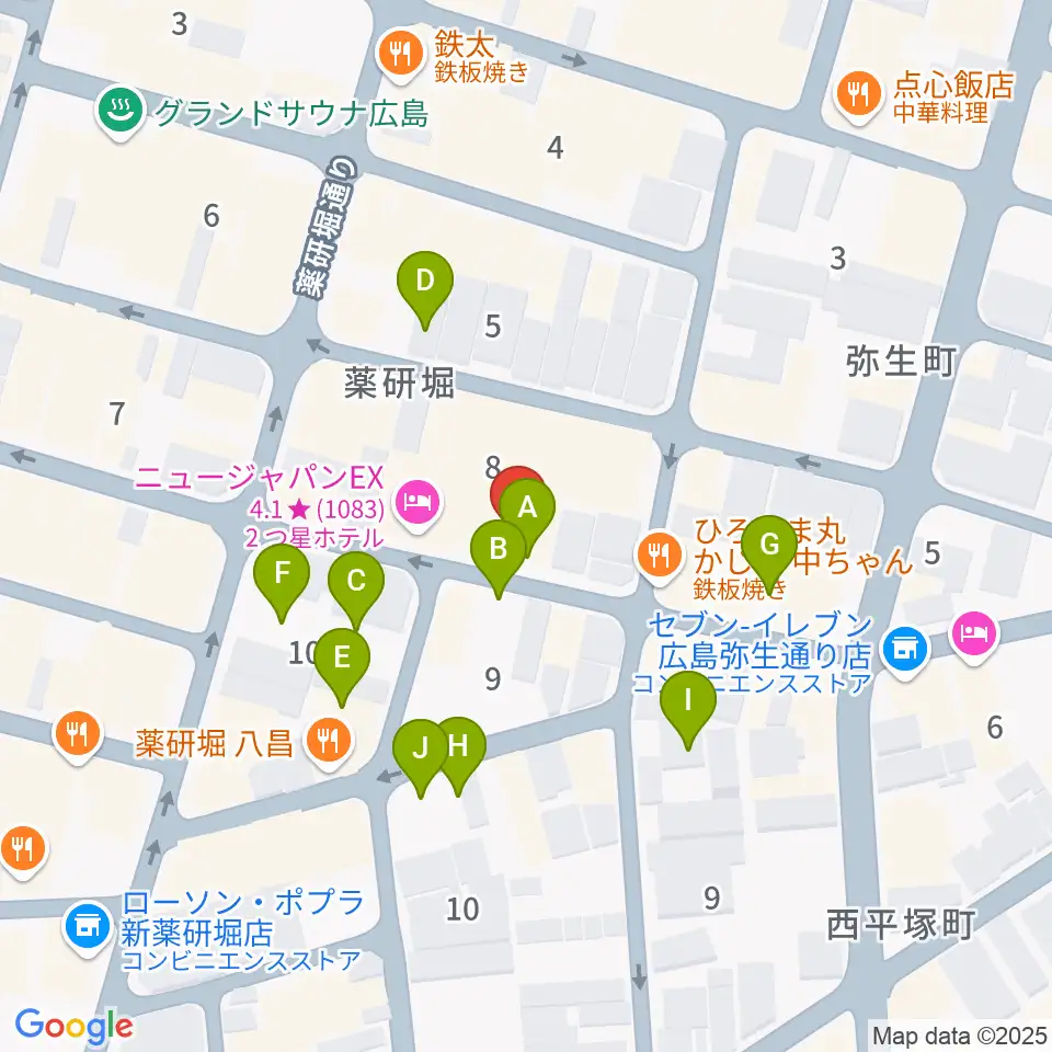 広島LIVE VANQUISH周辺の駐車場・コインパーキング一覧地図