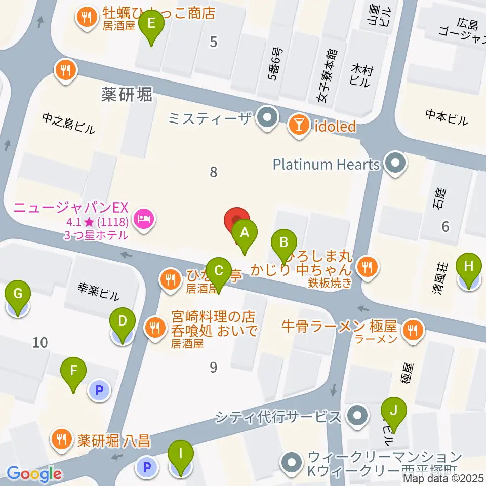広島LIVE VANQUISH周辺の駐車場・コインパーキング一覧地図