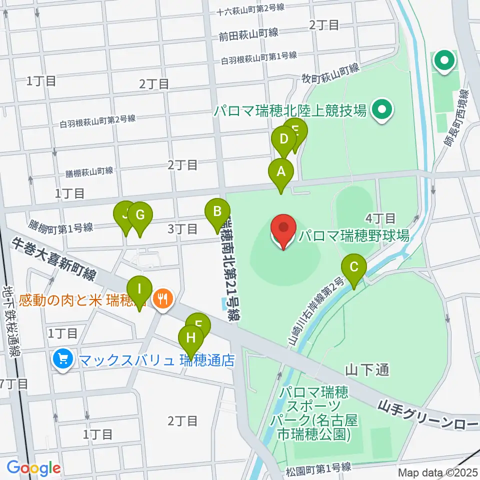 パロマ瑞穂野球場周辺の駐車場・コインパーキング一覧地図