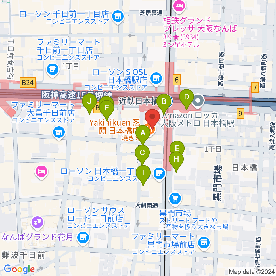 スタジオハイダウェイ日本橋店周辺の駐車場・コインパーキング一覧地図