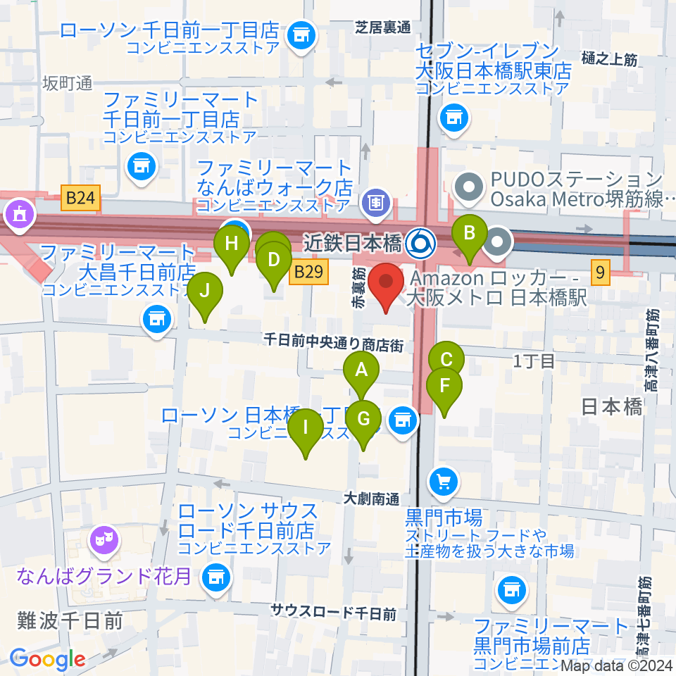 スタジオハイダウェイ日本橋店周辺の駐車場・コインパーキング一覧地図