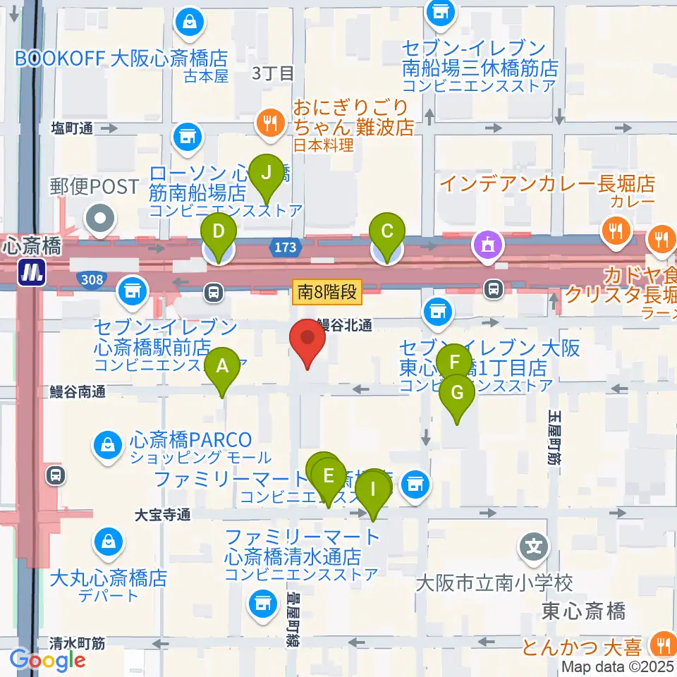 DAIHATSU心斎橋角座周辺の駐車場・コインパーキング一覧地図