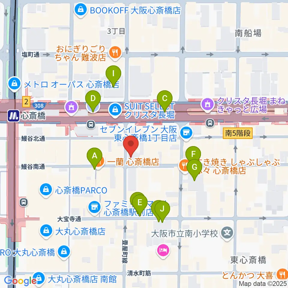DAIHATSU心斎橋角座周辺の駐車場・コインパーキング一覧地図