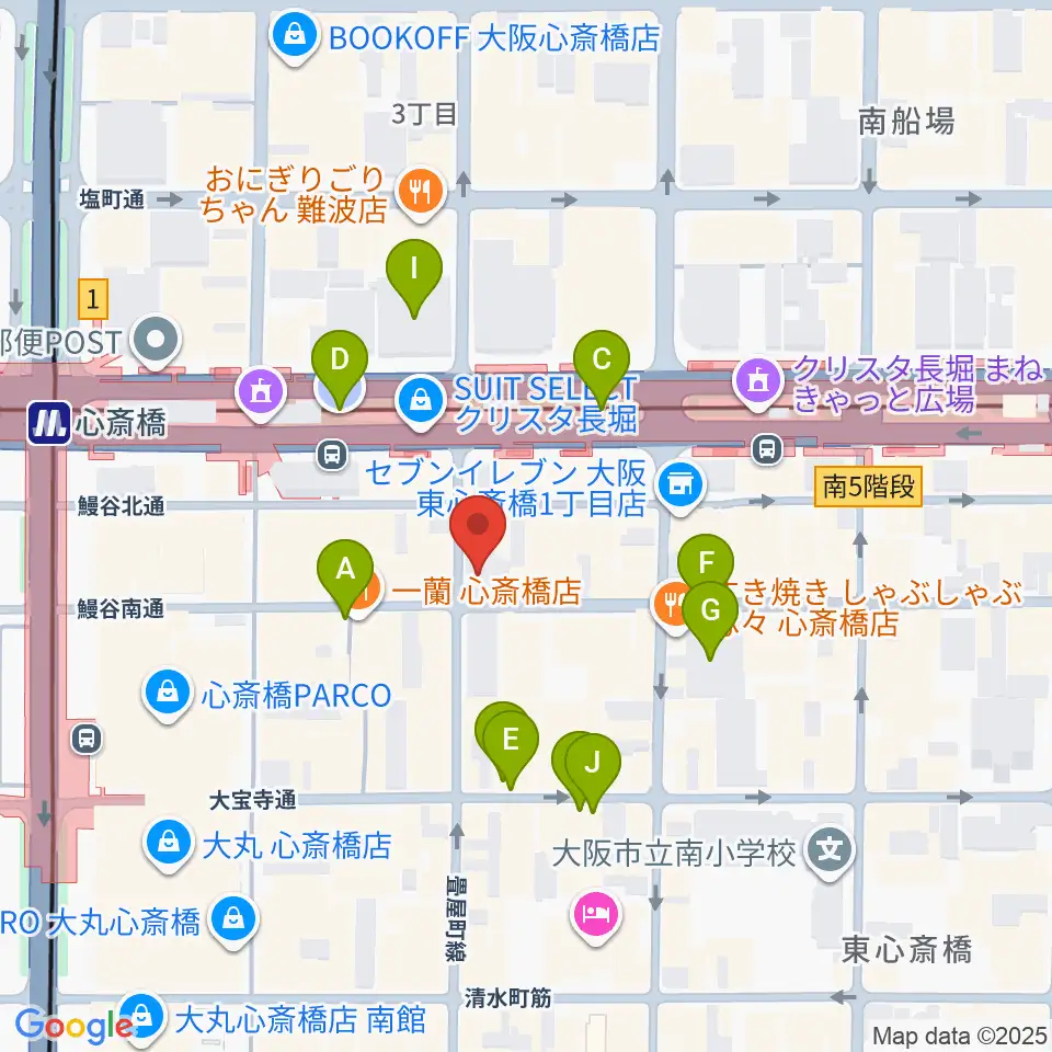 DAIHATSU心斎橋角座周辺の駐車場・コインパーキング一覧地図