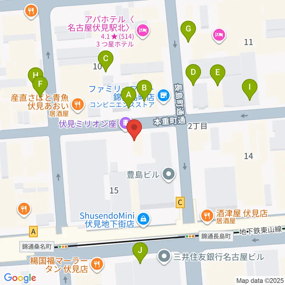 伏見ミリオン座周辺の駐車場・コインパーキング一覧地図