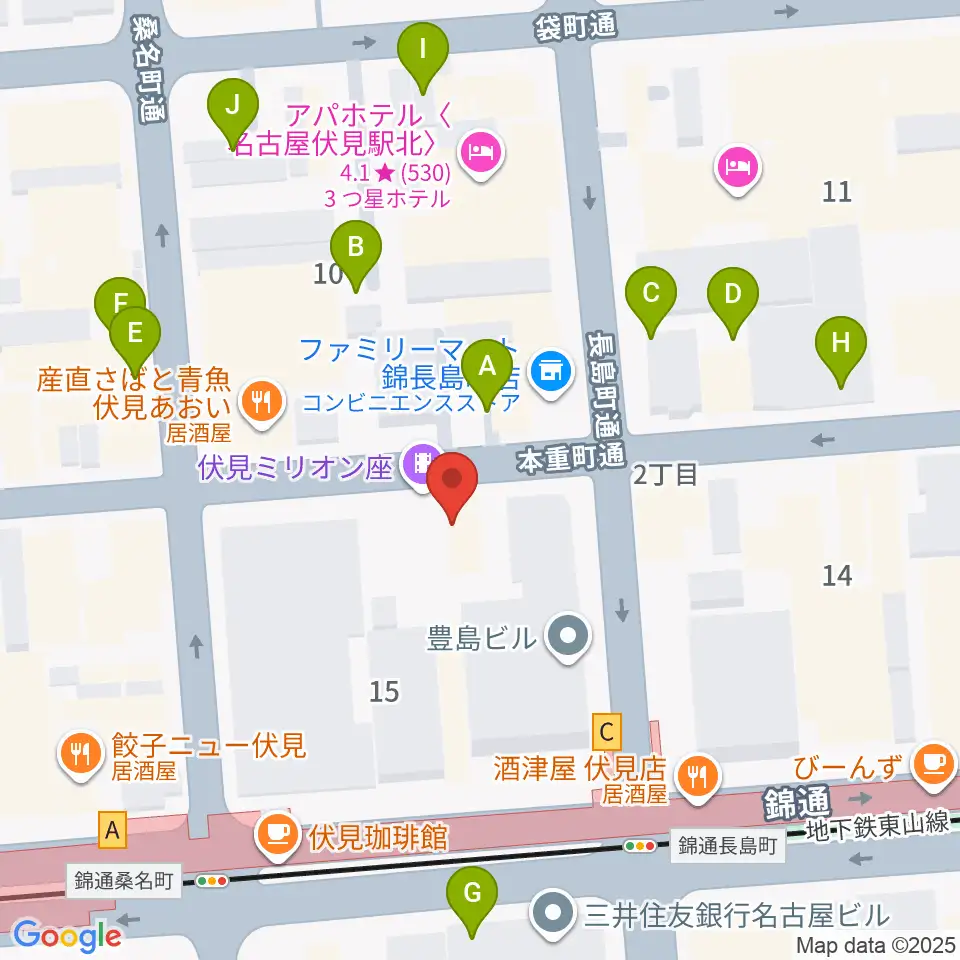 伏見ミリオン座周辺の駐車場・コインパーキング一覧地図