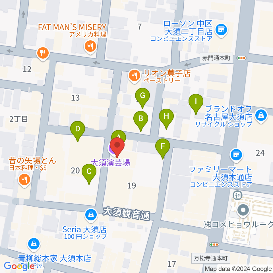 大須演芸場周辺の駐車場・コインパーキング一覧地図