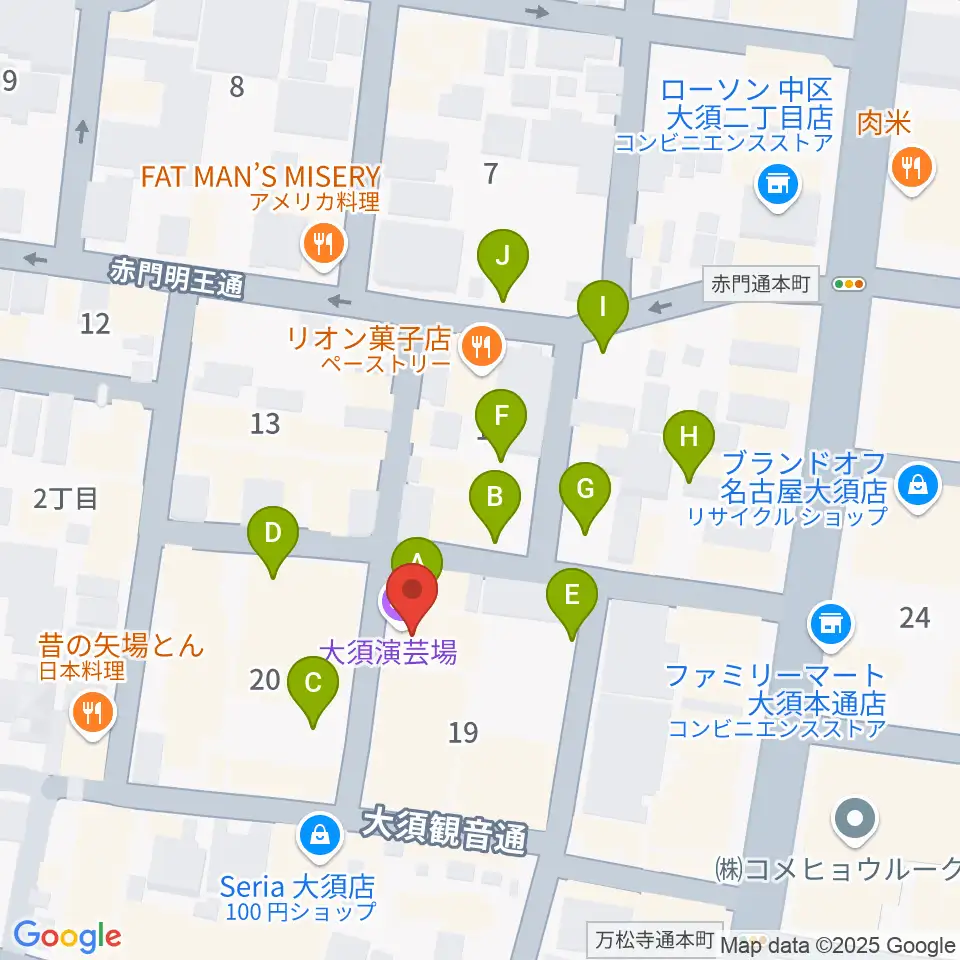 大須演芸場周辺の駐車場・コインパーキング一覧地図