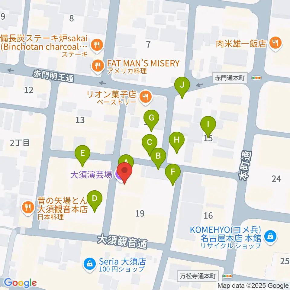 大須演芸場周辺の駐車場・コインパーキング一覧地図