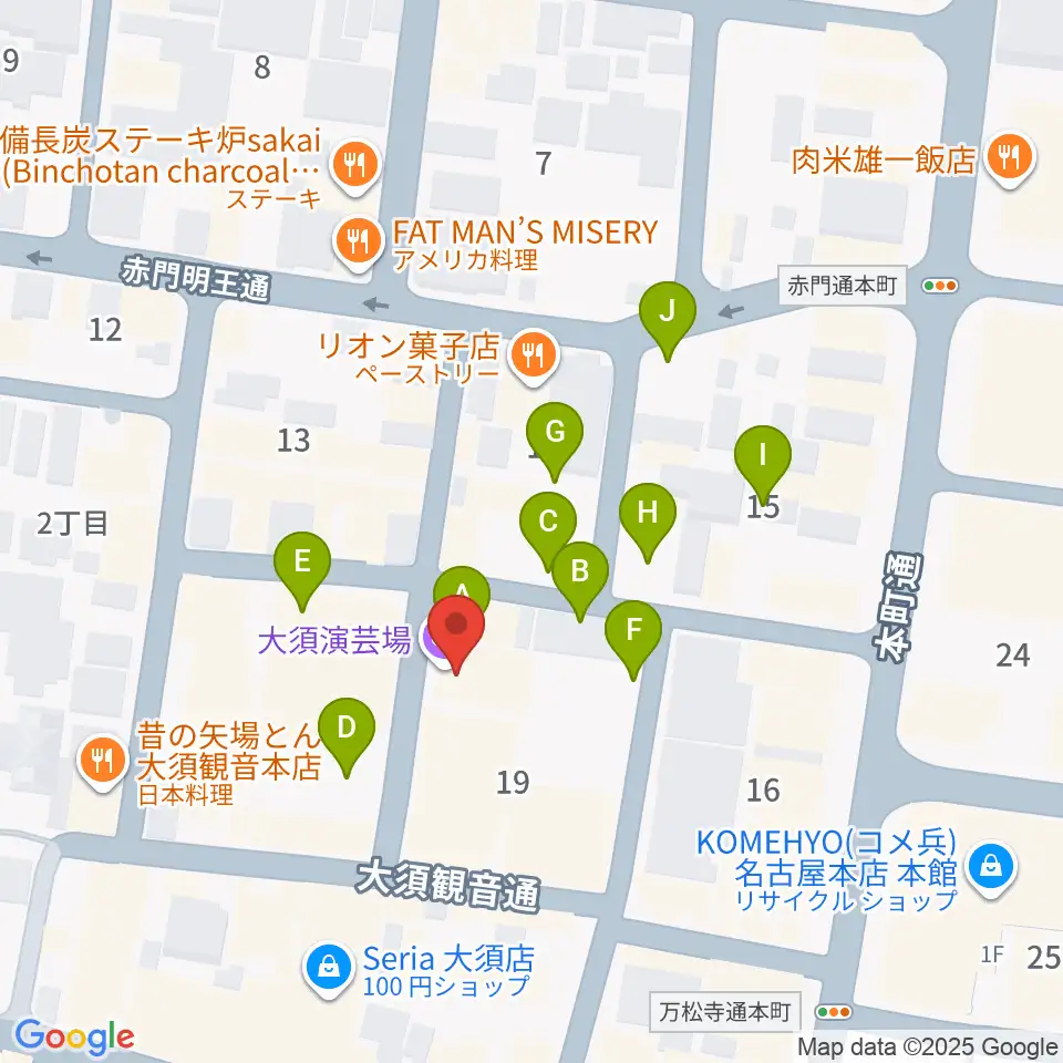 大須演芸場周辺の駐車場・コインパーキング一覧地図