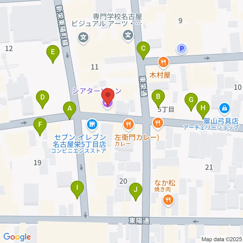 名古屋栄シアターZONE周辺の駐車場・コインパーキング一覧地図