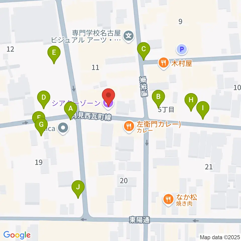 名古屋栄シアターZONE周辺の駐車場・コインパーキング一覧地図