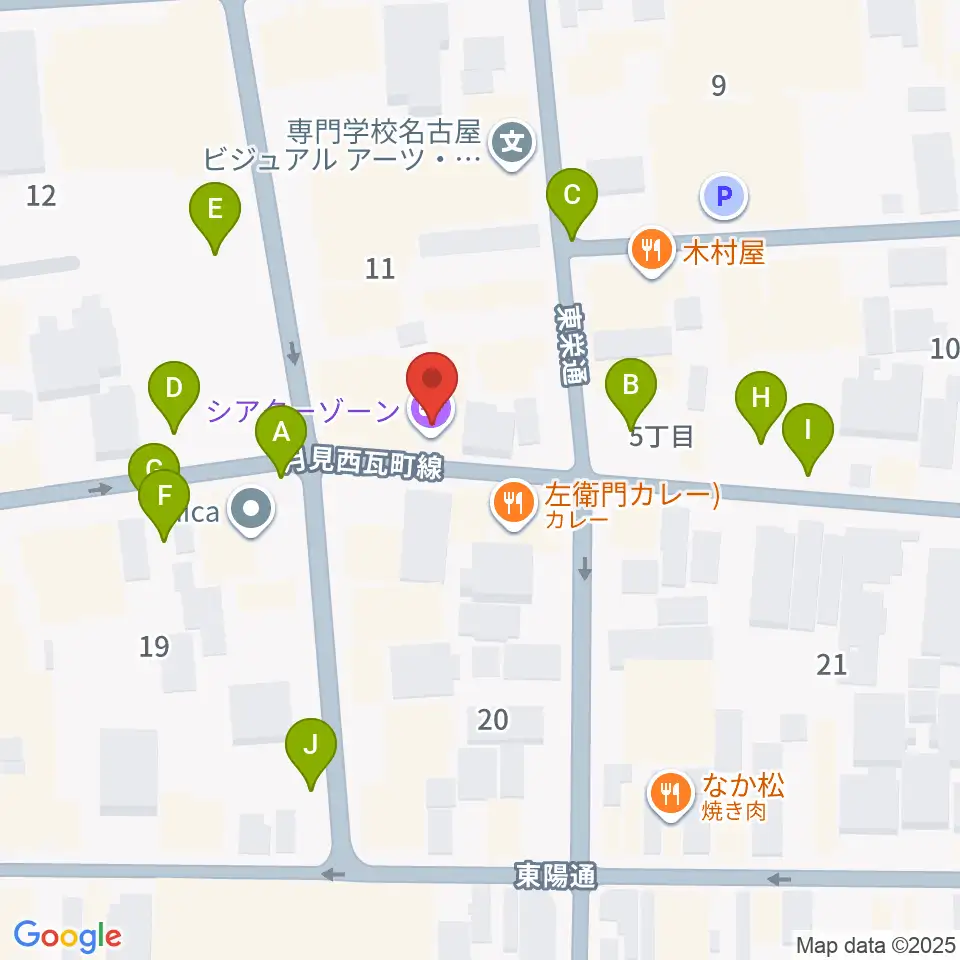 名古屋栄シアターZONE周辺の駐車場・コインパーキング一覧地図