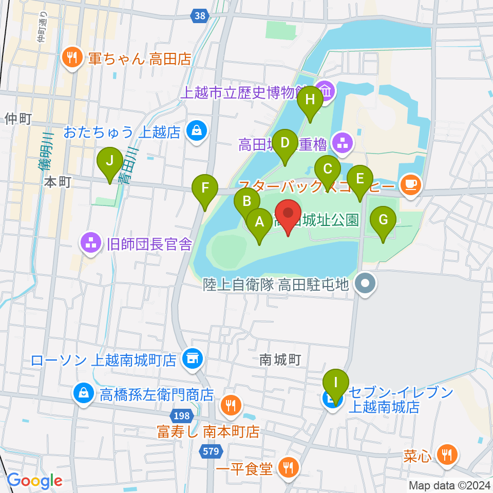 高田城址公園オーレンプラザ周辺の駐車場・コインパーキング一覧地図