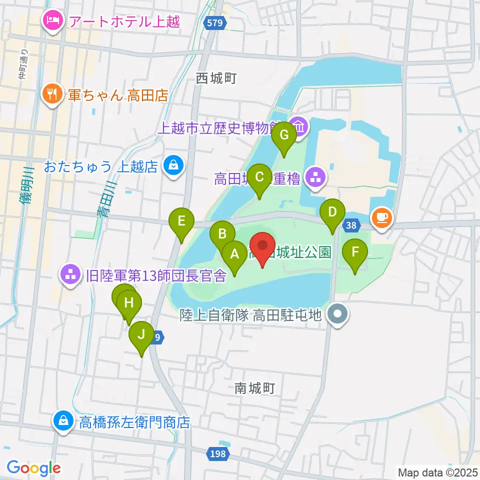 高田城址公園オーレンプラザ周辺の駐車場・コインパーキング一覧地図