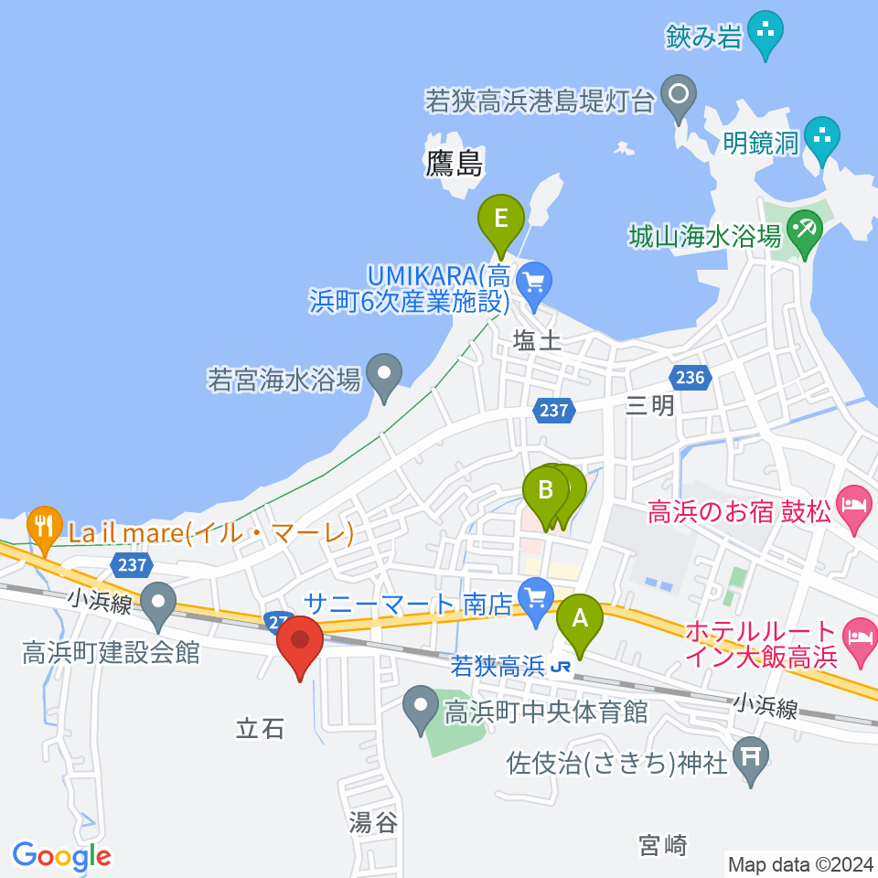 高浜町文化会館周辺の駐車場・コインパーキング一覧地図