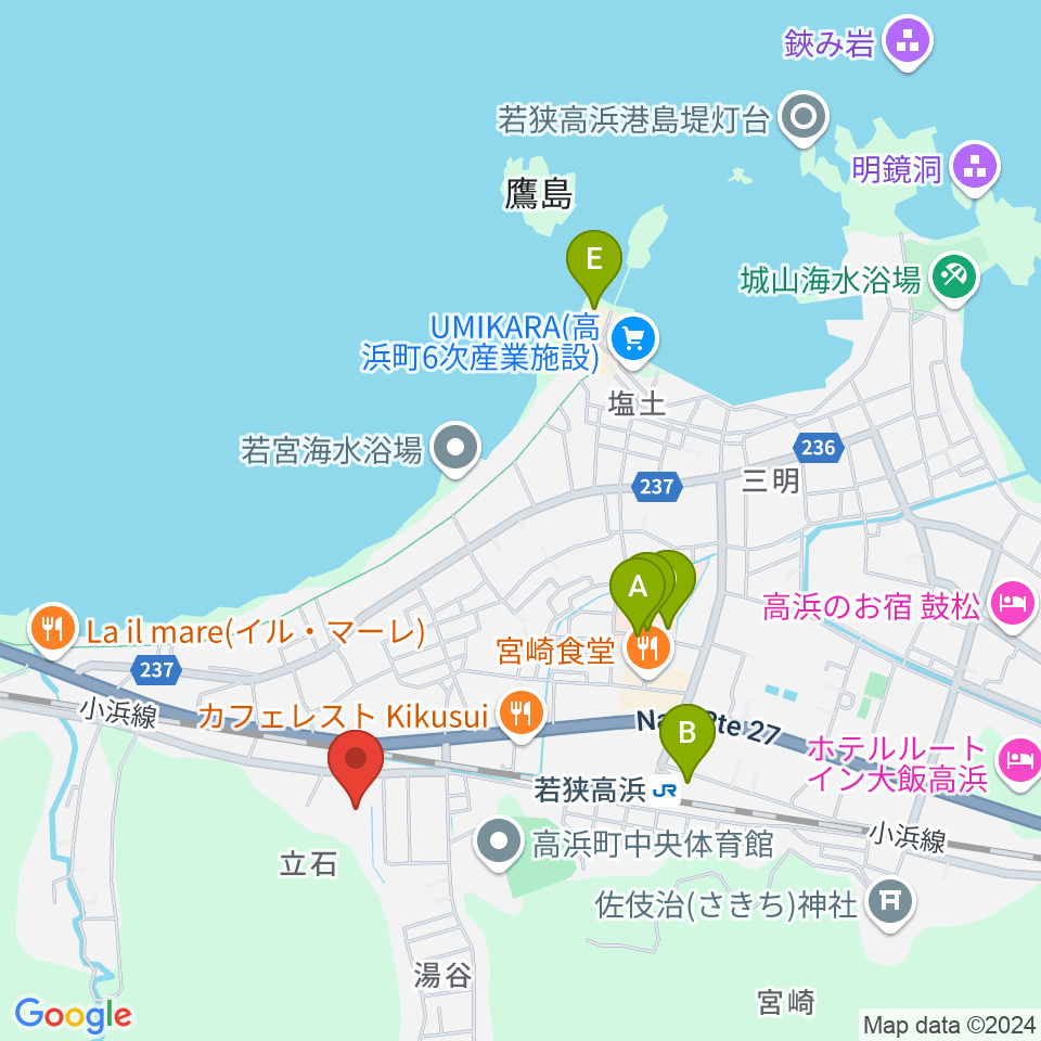 高浜町文化会館周辺の駐車場・コインパーキング一覧地図