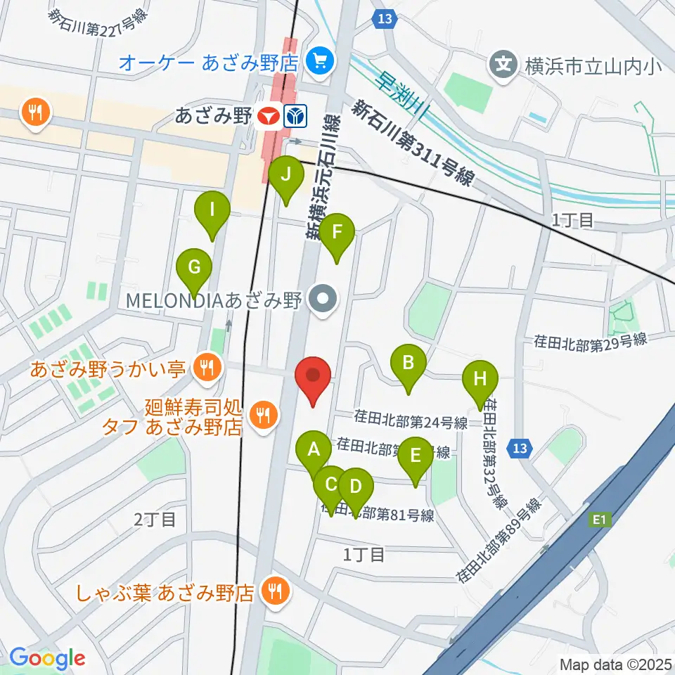 アートフォーラムあざみ野周辺の駐車場・コインパーキング一覧地図