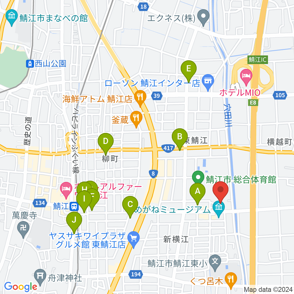 鯖江市文化センター周辺の駐車場・コインパーキング一覧地図