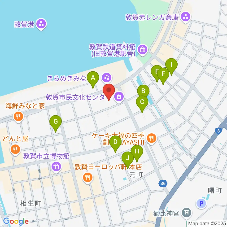 敦賀市民文化センター周辺の駐車場・コインパーキング一覧地図
