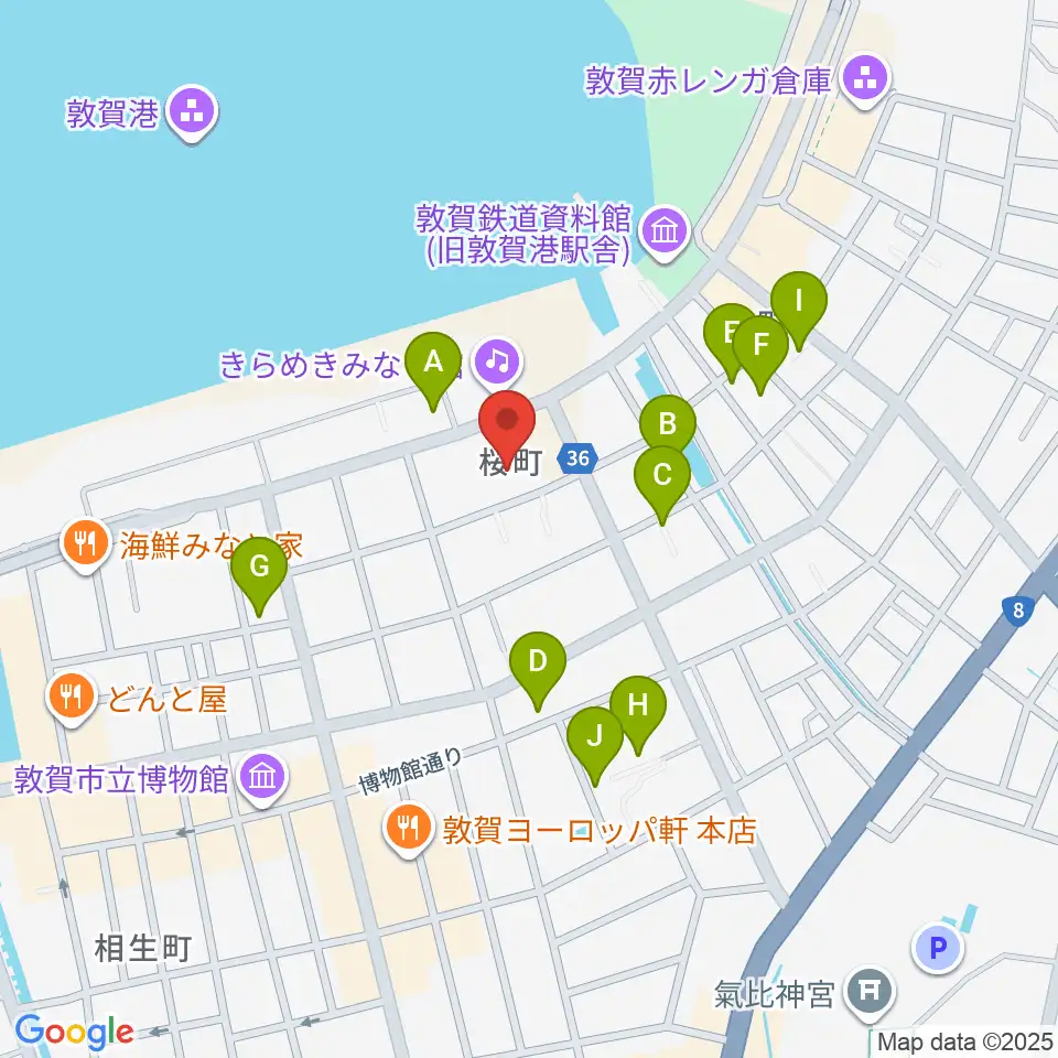 敦賀市民文化センター周辺の駐車場・コインパーキング一覧地図